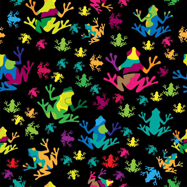 Multi-colored frogs background