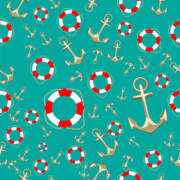 Background with anchors and buoys