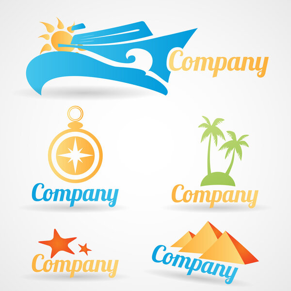 Colección Logos Vectoriales Para Empresas Turísticas Viajes — Vector de stock