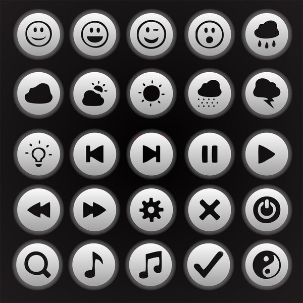Media player buttons collection vector design elements