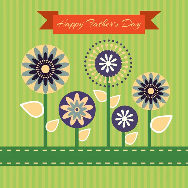 Happy Fathers Day Card Vintage Retro — Stock Vector