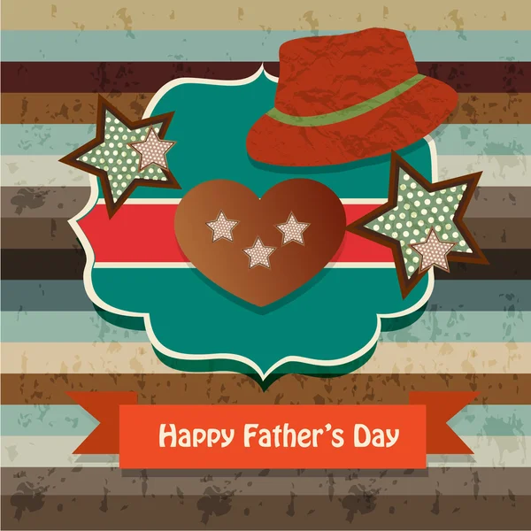 Happy Fathers Day Card Vintage Retro — Stock Vector