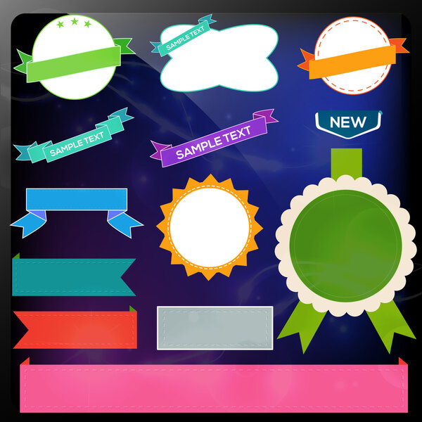 Colorful label for speech on chequered sheet