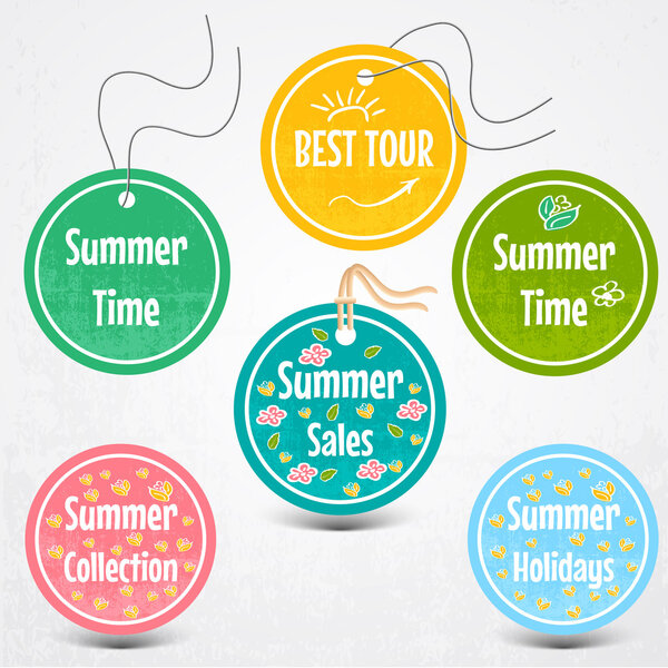 Vector set of stickers for summertime