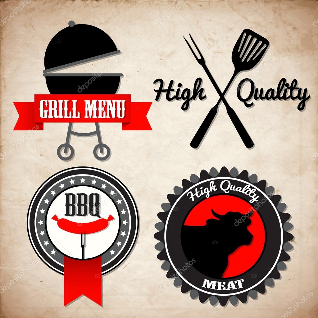 Grill menu signs vector illustration  