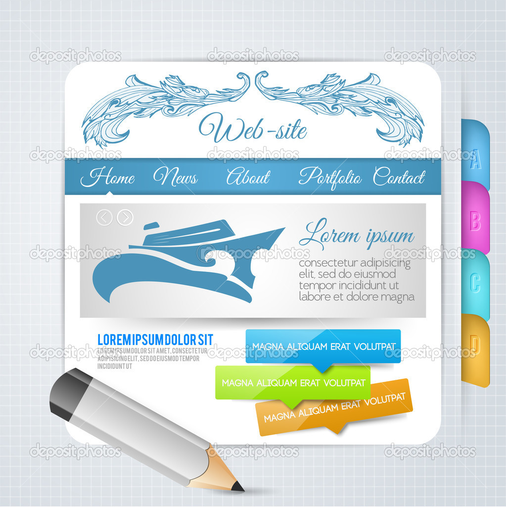 Set of vector elements and templates for web page design