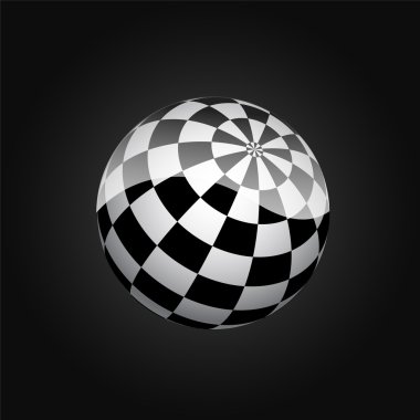 Black and white checkered sphere. Vector illustration. clipart