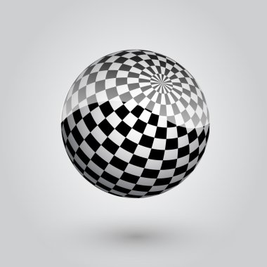 Black and white checkered sphere. Vector illustration. clipart