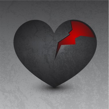 Vector illustration of a black broken heart clipart