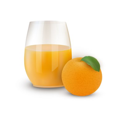 Glass of juice with orange. Vector illustration clipart