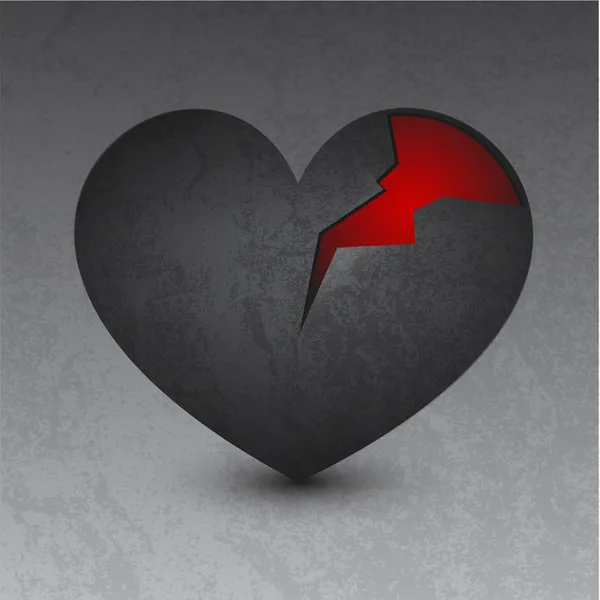 Векторна Ілюстрація Чорного Розбитого Серця — стоковий вектор