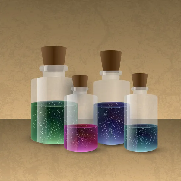 Laboratoriumglaswerk Met Gekleurde Vloeistof — Stockvector