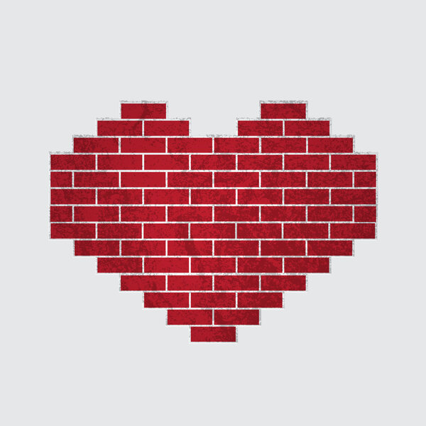 Vector heart of bricks