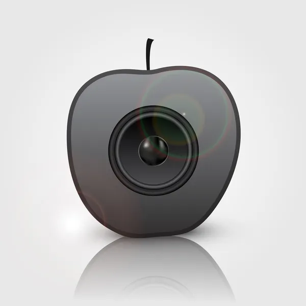 Schwarzer Lautsprecher Apfel Vektorillustration — Stockvektor