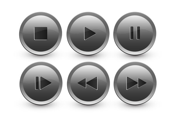 Vector set of media buttons