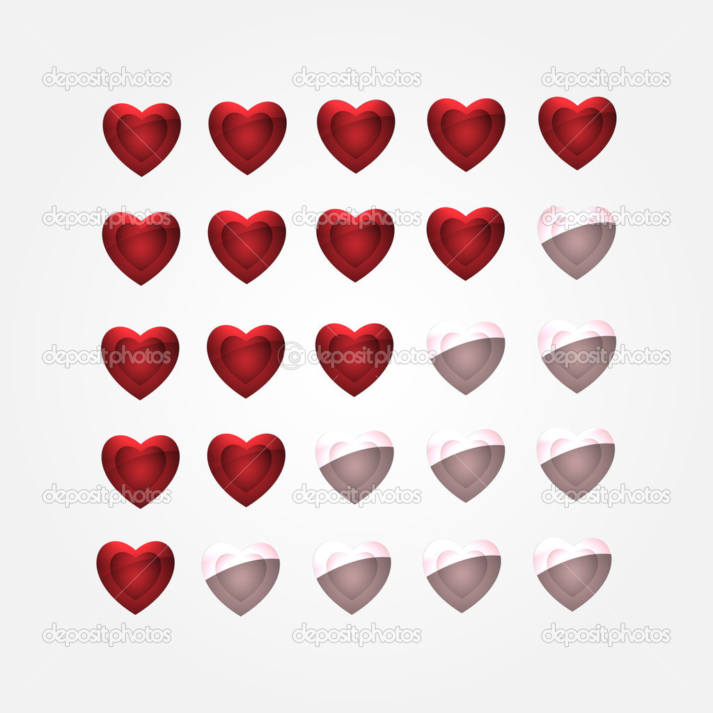 Vector set of heart buttons