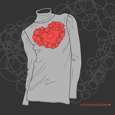 Vector illustration of a blouse with heart. clipart