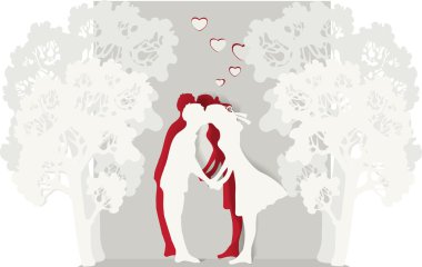 Vector illustration of a kissing couple. clipart