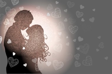 Valentine's background with couple in love. clipart