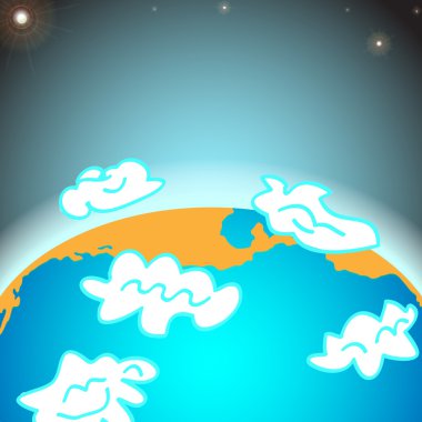 Earth planet with clouds - vector illustration clipart