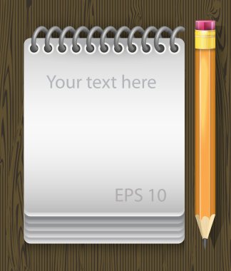 Vector illustration of notepad with pencil clipart