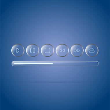 Vector glossy glass player buttons set. clipart