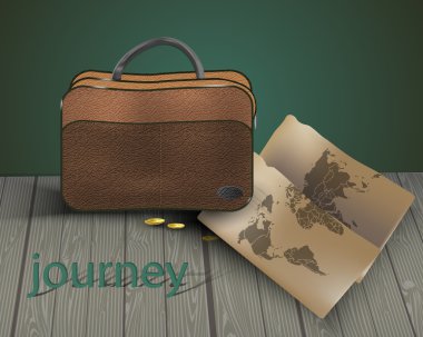 Travel bag with map. clipart