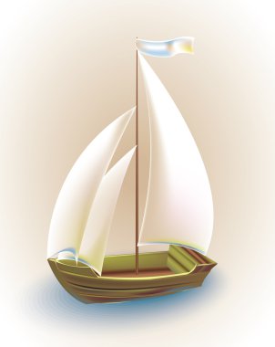 Old ship with sails. Vector illustration. clipart
