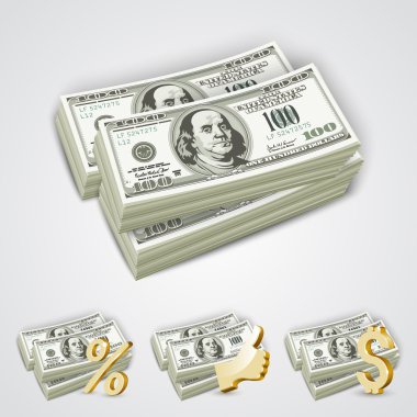 dollar bills in the package clipart