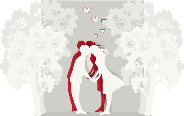 Vector illustration of a kissing couple.