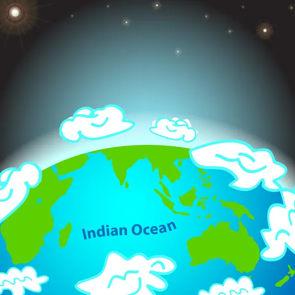 Illustratie Van Indische Oceaan Aarde — Stockvector