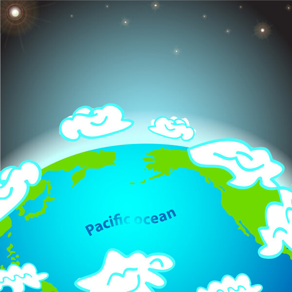 Illustration of Pacific ocean on Earth