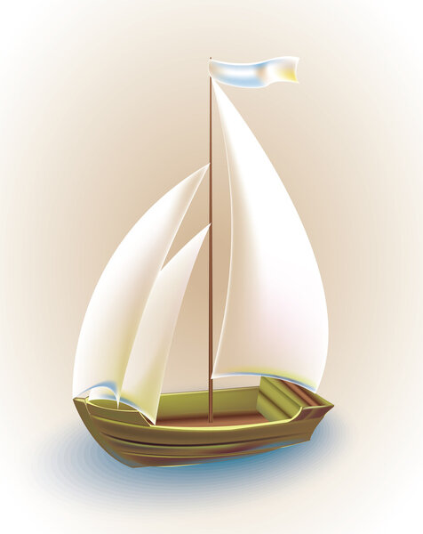 Old ship with sails. Vector illustration.