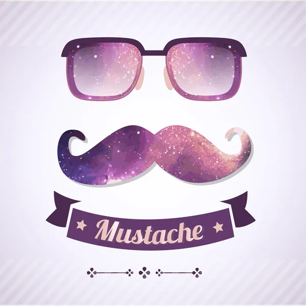Nerd Glasses Mustaches Vector Illustration — Stock Vector