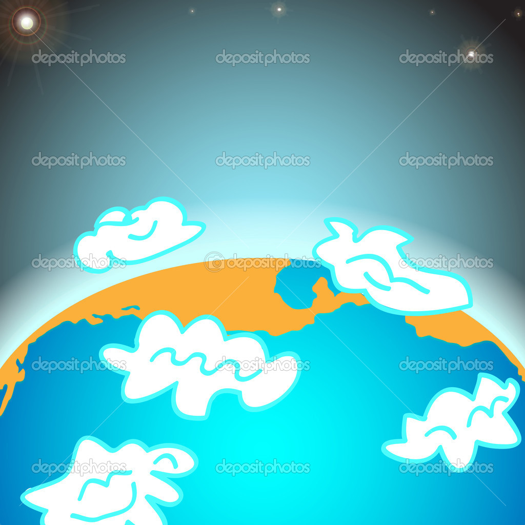 Earth planet with clouds - vector illustration