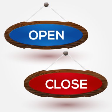 Open and closed signs. clipart