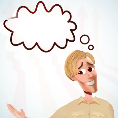 Smiling young man with speech bubble clipart