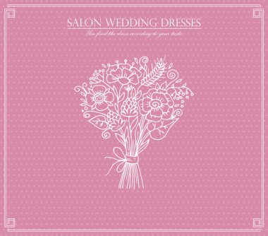 Salon wedding dress illustration,flower frame clipart