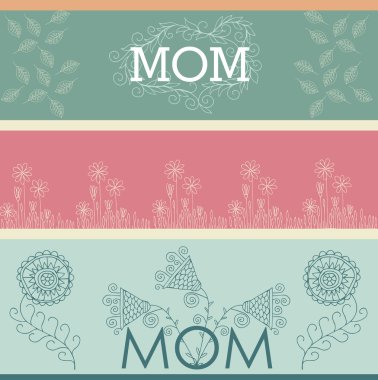Set of Mother's day greeting banners with spring flowers. Vector illustration clipart