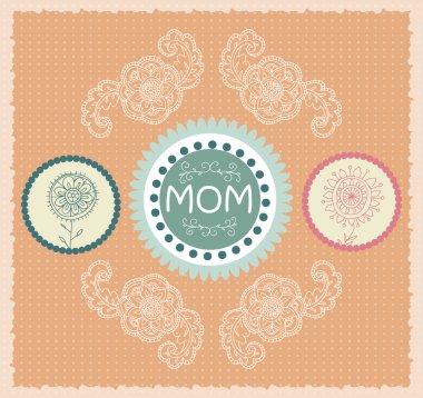 Mother's day greeting card with spring flowers. Vector illustration clipart