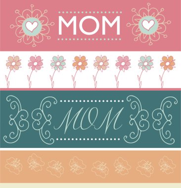 Set of Mother's day greeting banners with spring flowers. Vector illustration clipart