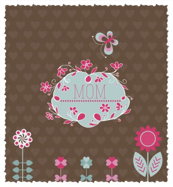 Festive card for the Mother's day with butterflies and flowers. Vector illustration clipart
