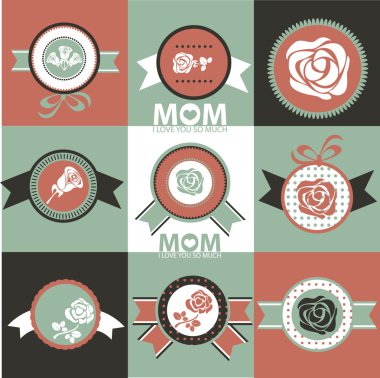 Set of greeting labels for Mother's day.Vector illustration clipart
