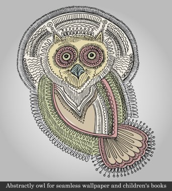 Vector illustration of owl for seamless pattern and children's books clipart