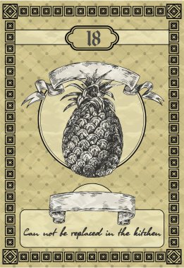 Vintage afiş ananas ile. Vintage tarzı vektör çizim
