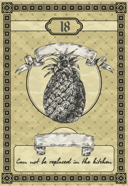 Vintage banner with pineapple. Vintage style vector illustration clipart