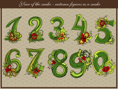 Year of the snake. Autumn figures as a snake. clipart
