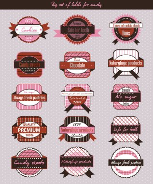 Vintage candy shop labels and stickers clipart