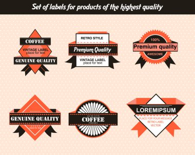 Set of labels for products of the highest quality clipart