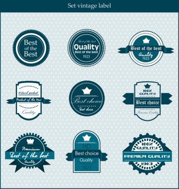 Retro vector labels and badges on blue background clipart